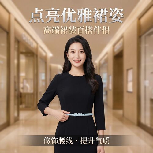 高端配裙子的腰带浅灰针扣细款