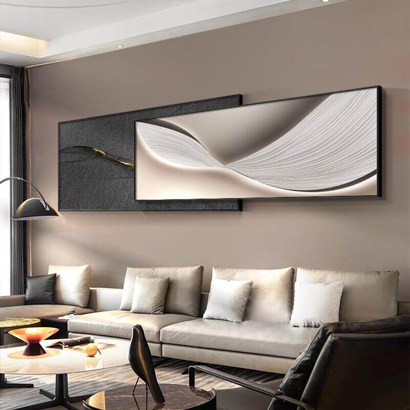 艺术现代简约客厅装饰画叠加挂y画极简感卧室壁画抽象画沙发背景
