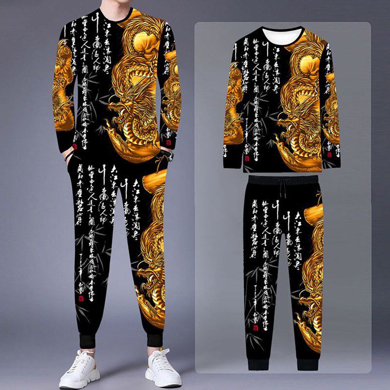 男套装潮流韩版运动服学生休闲春秋季长裤长袖T恤上衣宽松男装衣