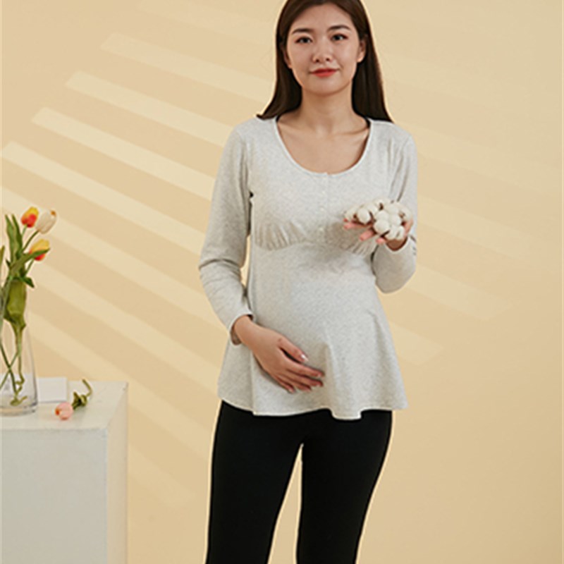 日单犬家孕妇产后月子服纯棉前开扣免穿文胸哺乳上衣纯.棉居家外