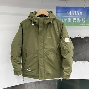 冲锋衣潮流百搭时尚 连帽加厚夹克宽松休闲工装 二棉 2023秋冬款 男士