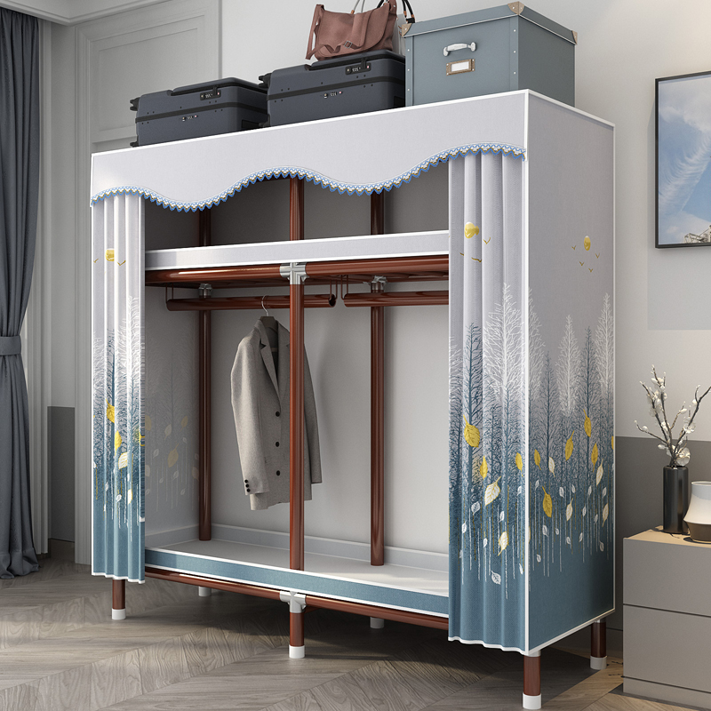宿舍衣柜全钢架简易布衣柜结实耐用小户型单人卧室家用收纳衣橱