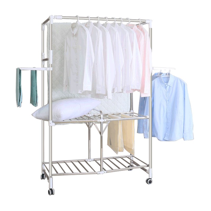 不锈钢晾衣架落地折叠室内阳台移动晒衣架户外院子晾晒架免安装式