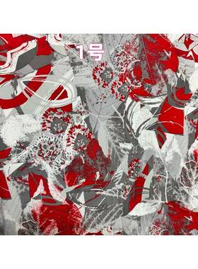 QON舞夏款柔弹力针织印花晶麻牛奶丝面料水连衣裙蹈裙软服装布料