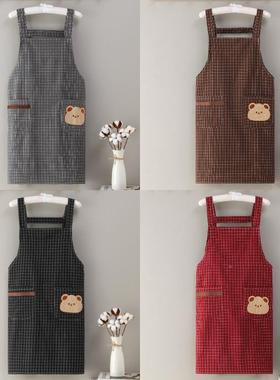 背心式围裙韦天裙厨房夏防油厨服房衣棉质家用男款围兜UJO大人做