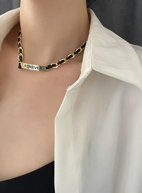 编织英文字母项链女式小众百搭网红爆款饰品O锁骨链轻奢法式高级
