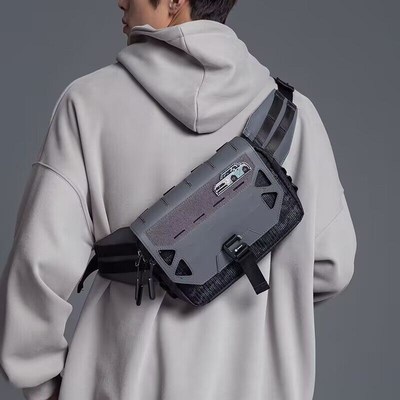运动战术磁吸扣腰包单肩包男款大容量胸包斜挎包通勤男士户外男女