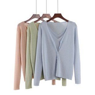 吊带背心加针织开衫两件套女夏2024新款显瘦时尚T套装女空调衫外