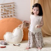 女童2024夏季 子两件套女宝宝外出夏 婴儿w可爱背心洋气裤 新款 套装