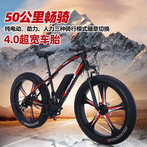 电动山地自行车助力锂电雪地车一体轮变速沙滩单车