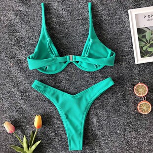 Sexy Bikini Ribbed Swimsu Underwired Female bjar Neon 2021