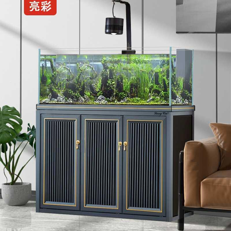 落地水族箱鱼缸造景缸水草兰寿超白底滤生态玻璃家庭客厅