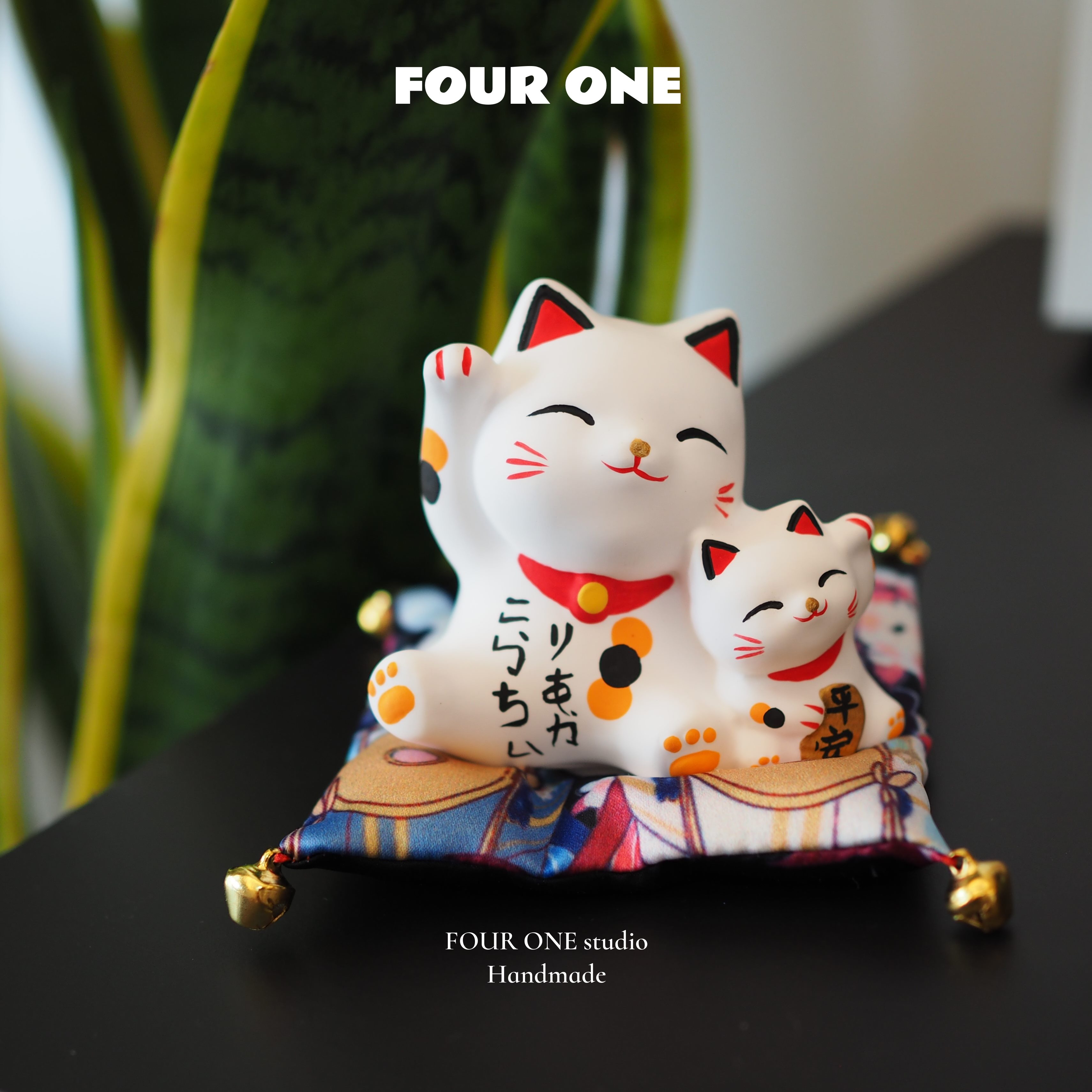 车内饰品 蓝风铃 双招财猫摆件  ONEins 汽车OUR车载摆件子 熏香F