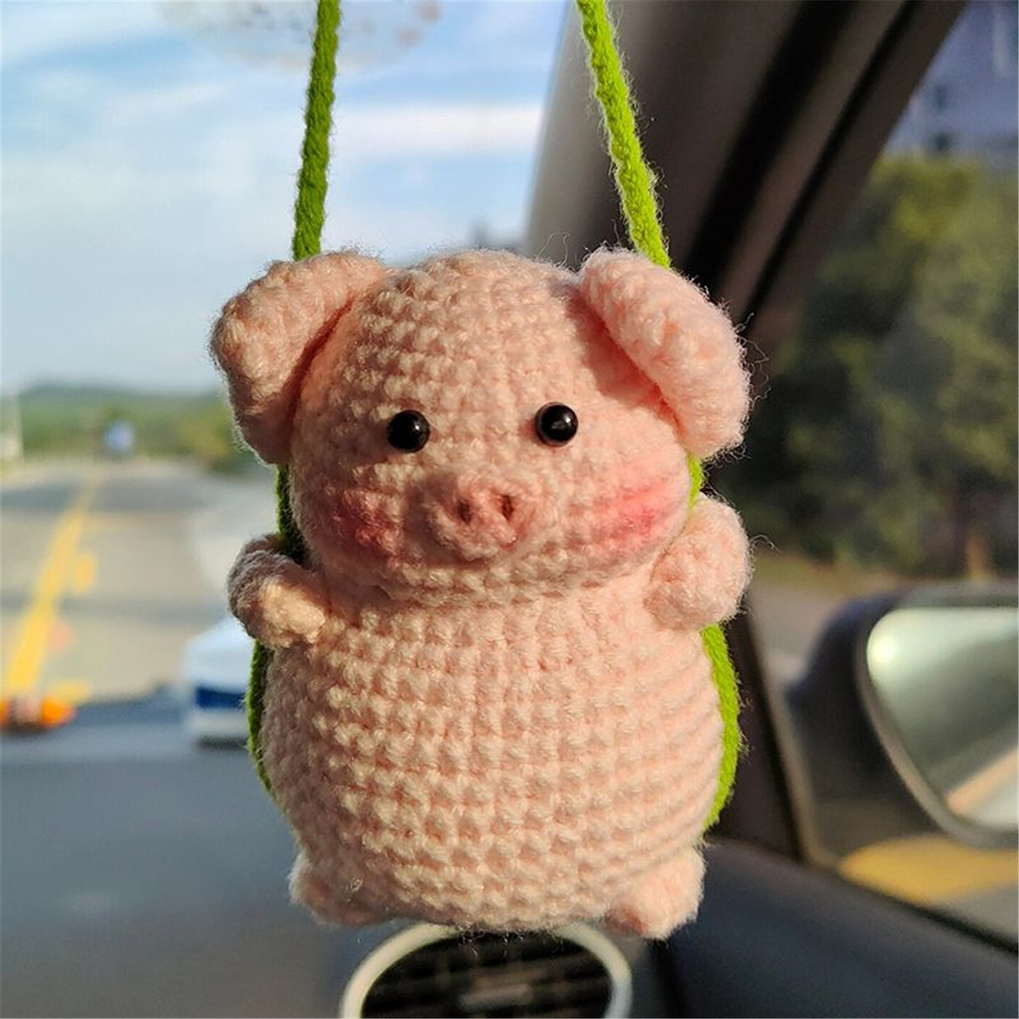 可爱荡秋千小猪手工编织diy材料包自制成品玩偶钩织车载挂件礼物
