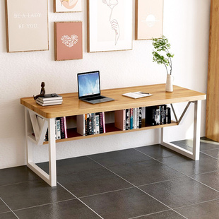 可定制实木长条书桌靠墙长方形办公桌双人家用学习桌原木卧室桌子