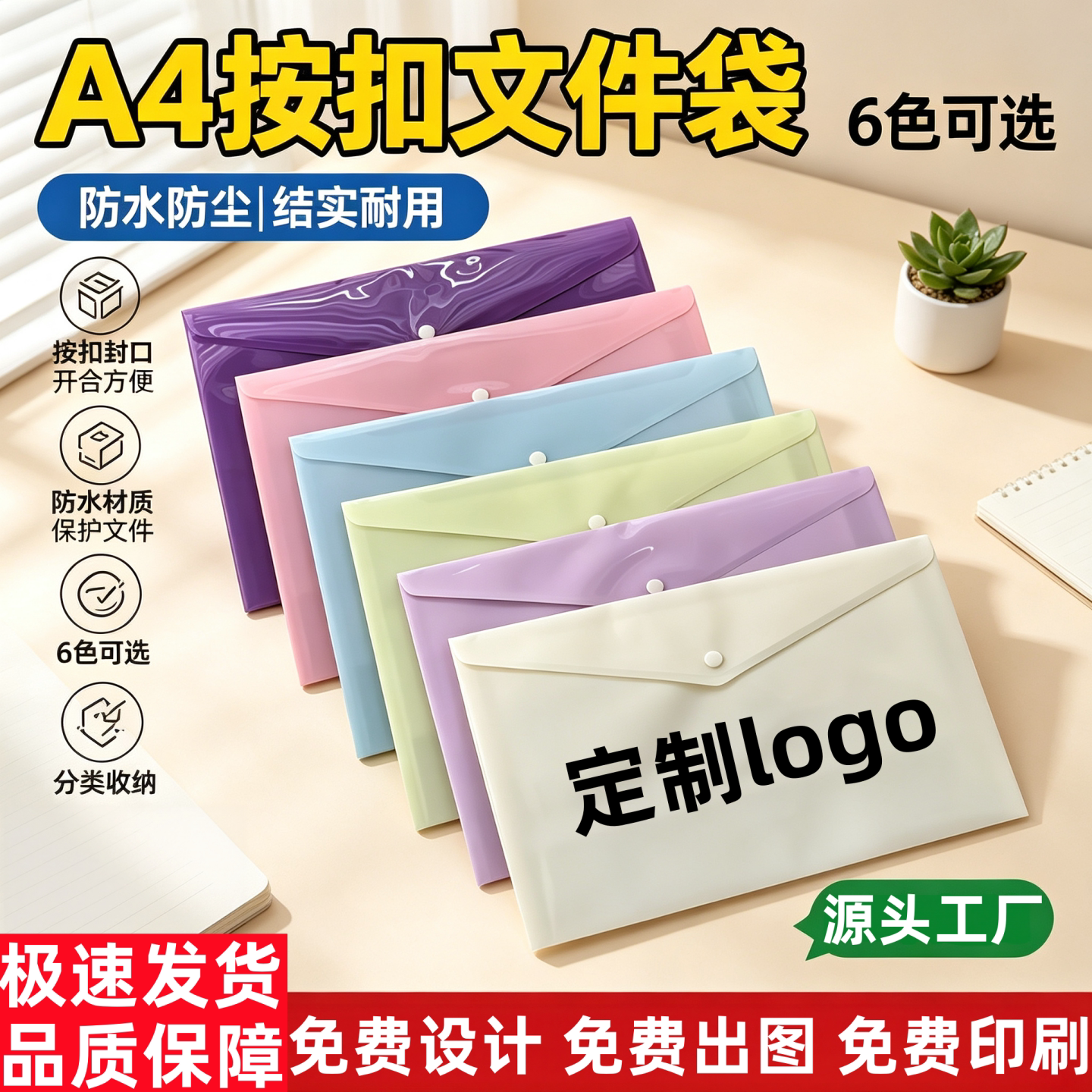 a4加厚不透明文件袋学生办公试卷资料收纳防水档案袋定制可印logo