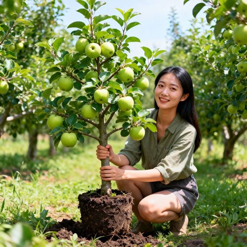 新品种嫁接青苹果树果瑞雪苹果树苗盆栽地栽南北方种植青苹果树苗