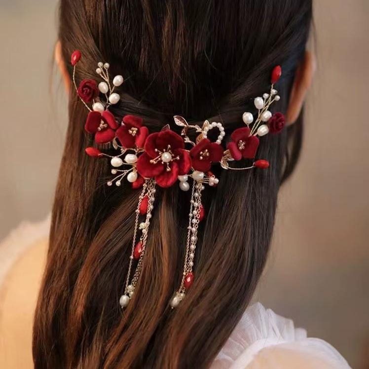 订婚发饰古风汉服发夹女后脑勺古典软簪禾秀服新娘头饰大气红色配,饰品/流行首饰/时尚饰品新,民族风发饰,淘宝优惠券,粉丝福利购,淘宝优惠卷