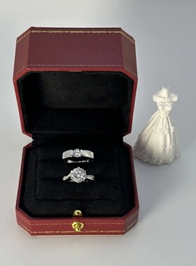 戒指结婚仿真一对婚戒对戒情侣假钻石求婚婚礼交换仪式用活口戒指