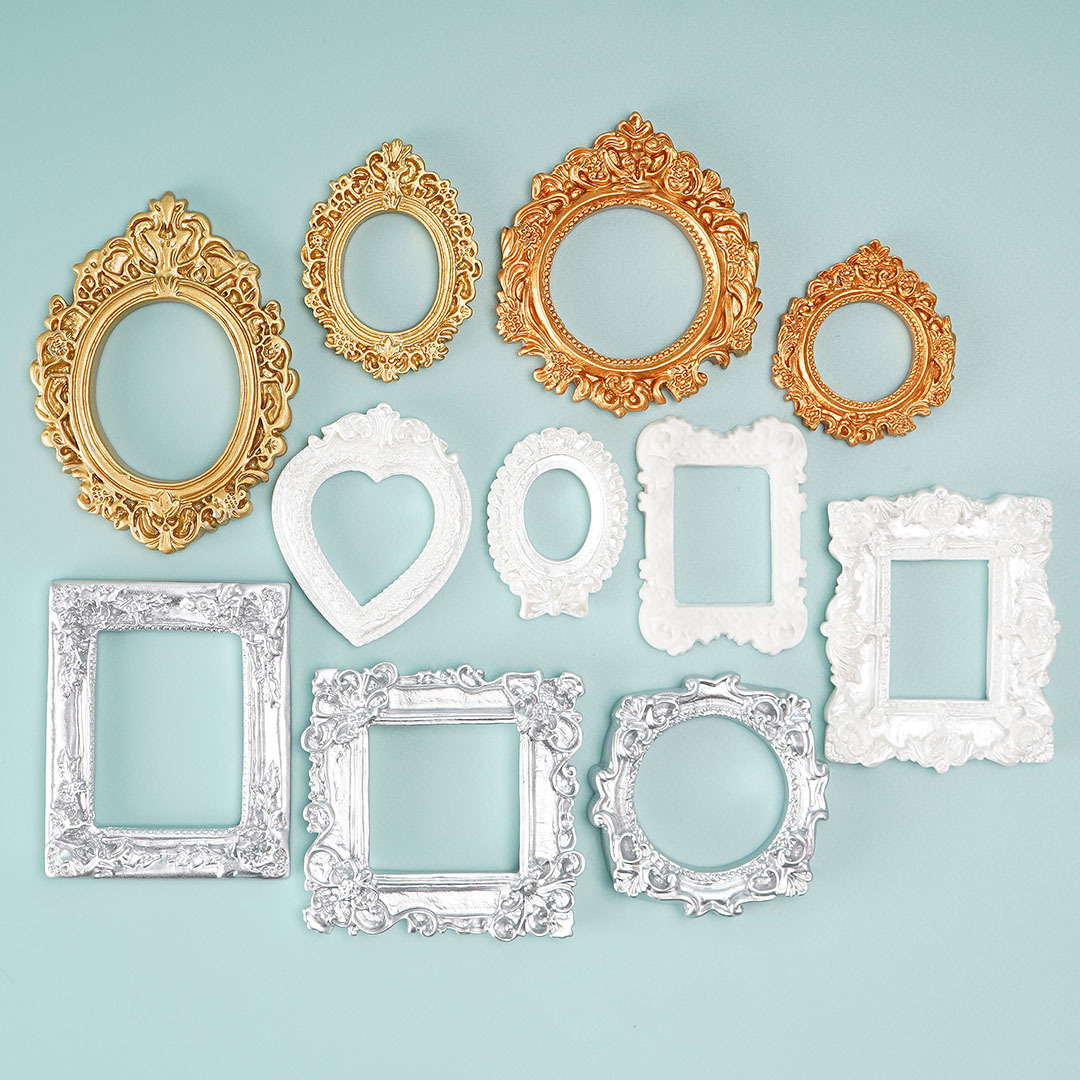 开关边框套迷你树脂小相框diy饰品浮雕花摆设定位框耳钉装饰配件