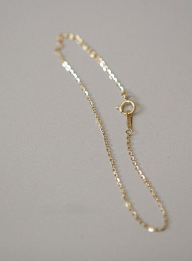 新款韩版白铜o字链镀24K黄金手链女裸链素链简单百搭纤细款送闺