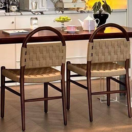 法式中古薇薇安餐椅绳编实木椅子复古客厅家用编织靠背休闲化妆椅,住宅家具,家用高脚椅,淘宝优惠券,粉丝福利购,淘宝优惠卷