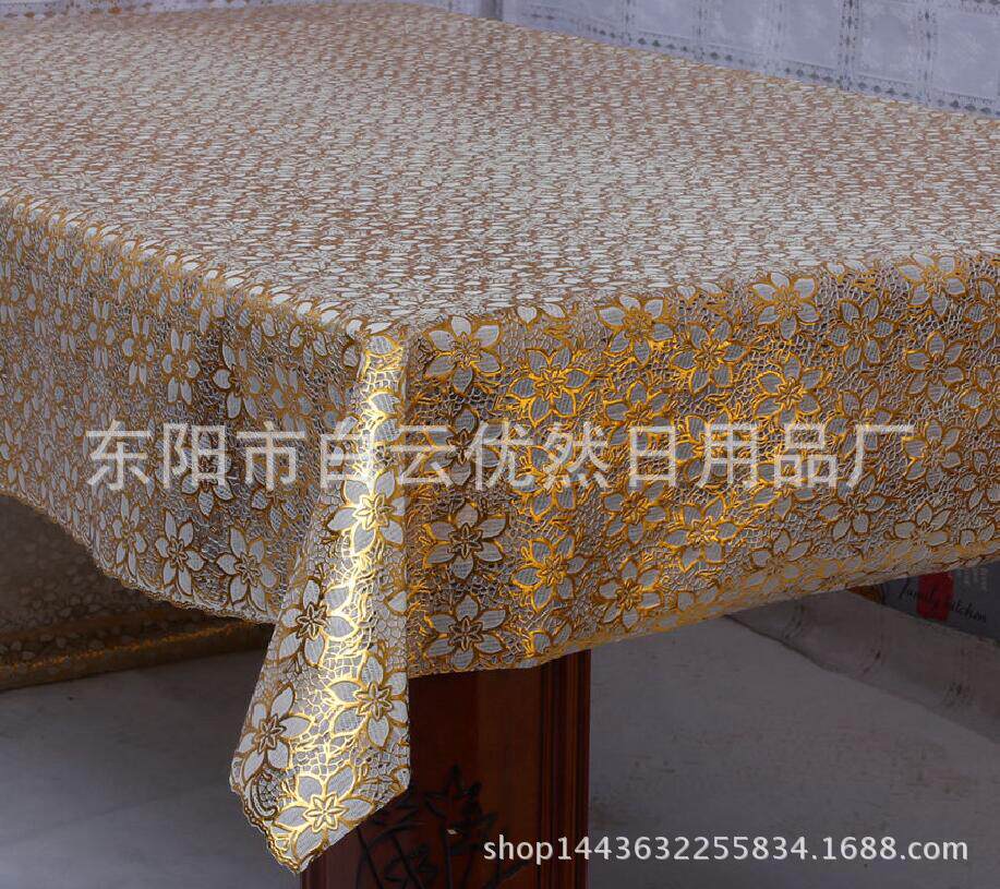 20米/卷环保家用烫金蕾丝PVC桌布 防水防滑易清洗 厂家批发直销