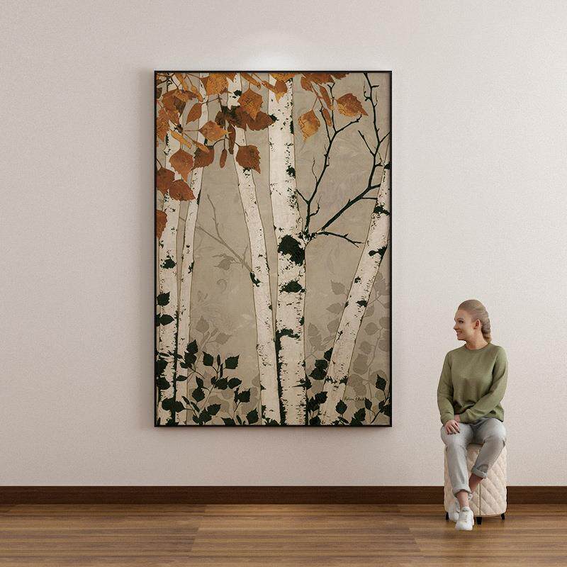 高清喷绘白桦林装饰画客厅玄关挂画学院派古典主义写实艺术壁画