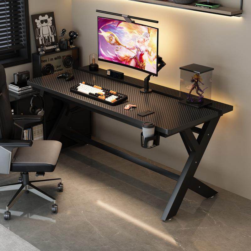 电竞桌碳纤维家用电竞房实木钢架加粗桌腿多功能S3钛极双人电竞桌