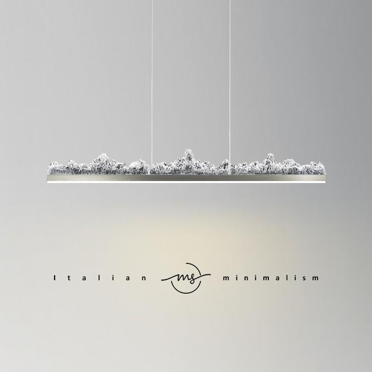 餐厅灯轻奢创意冰山开放式厨房设计师一字长条岛台吊灯中山灯具