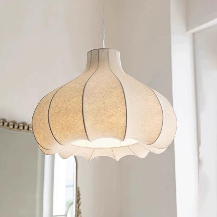 全光谱洋葱头蚕丝餐厅吊灯中古风诧寂法式奶油风卧室书房创意灯具