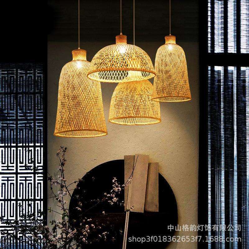 现代新中式茶室吊灯客厅灯餐吊灯现代创意三头吧台复式楼梯间吊灯