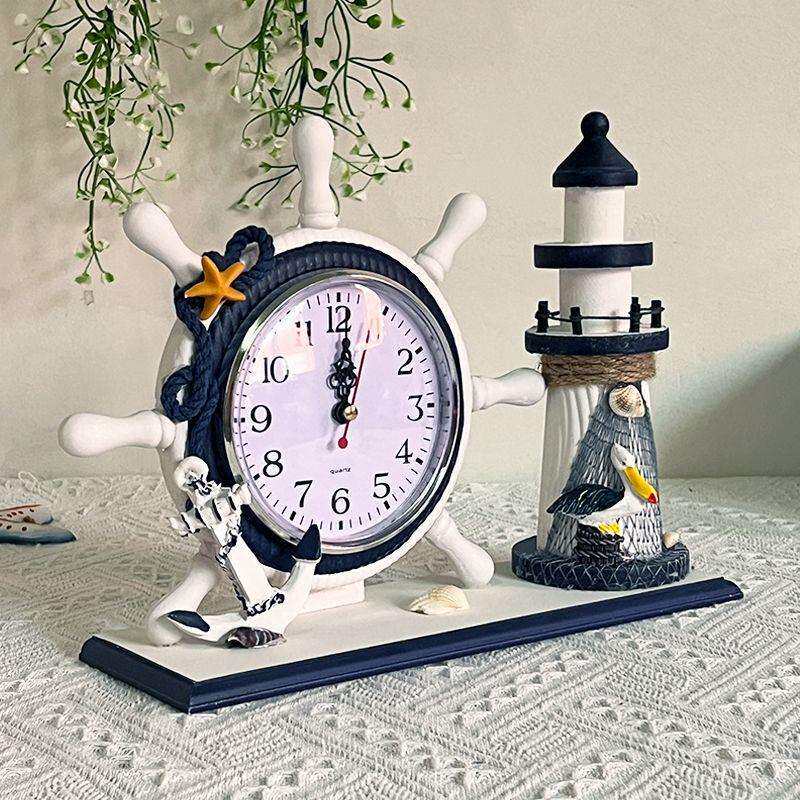 地中海钟表静音家用台式座钟创意时钟摆台摆放式桌面摆件客厅卧室