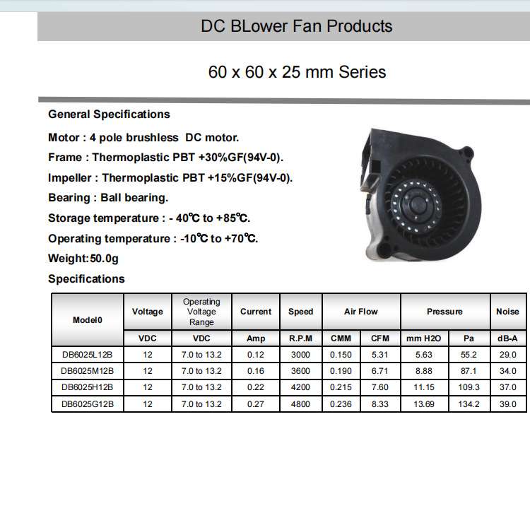 Axial12V6025蜗壳直流鼓风机60*60*25mm工业仪器设备散热风扇