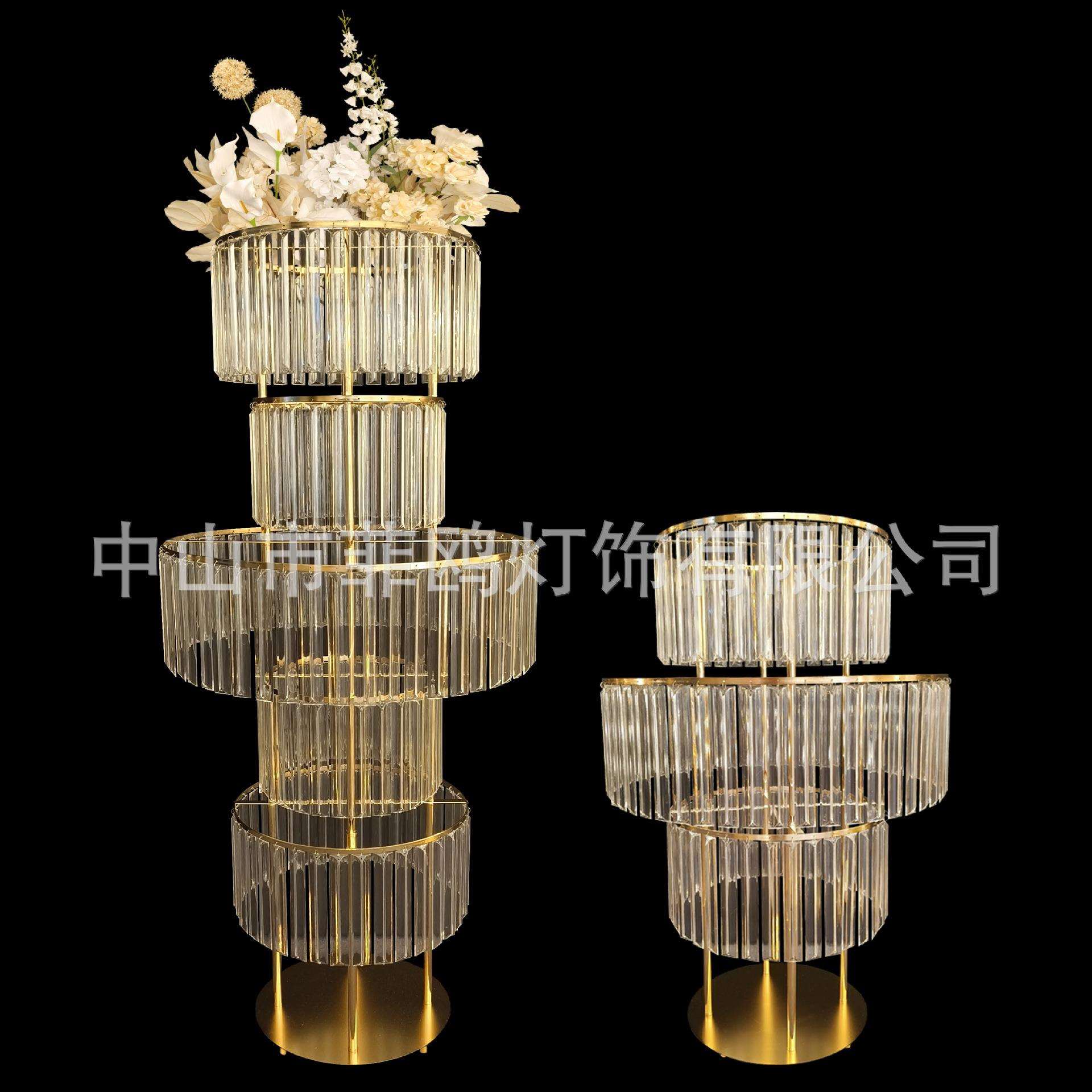 婚庆道具亚克力桌花器婚礼舞台装饰摆件铁艺电镀摩天轮水晶条花架