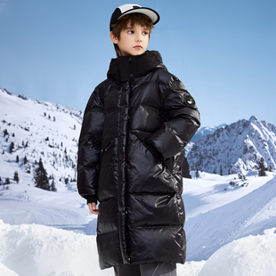巴童巴拉黑金儿童羽绒服男童长款加厚2025中大童冬季极寒女童外套