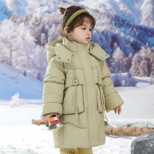 巴童巴拉童装儿童羽绒服女童中长款冬装新款洋气小童保暖加厚外套