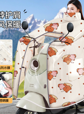 全身防水钢化膜电动车挡风被冬季加绒加厚电瓶摩托车防风防雨水罩