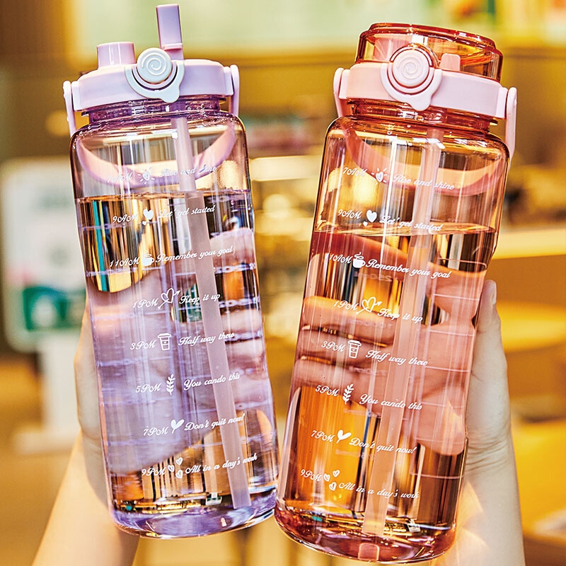 双饮大容量水杯夏季运动2000ml刻度塑料杯子耐高温水瓶男女大水壶