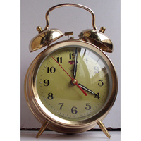 全铜齿轮92年生产的大双铃凹凸型钻石牌机械闹钟
