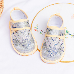 男宝宝一周岁抓周鞋 女春秋款 百天手工布鞋 0一1岁婴儿中国风步前鞋