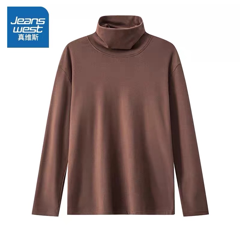 真维斯半高领双面德绒长袖T恤秋冬男女同款内搭保暖防寒打底衫18