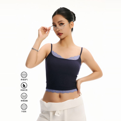 之塑美式蕾丝拼接背心吊带