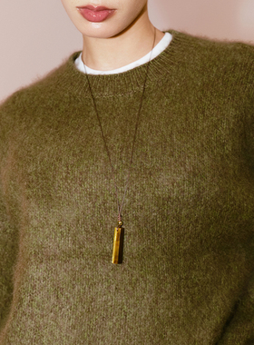 之塑虎眼石气质极简长毛衣链原创小众美拉德百搭蜡皮绳可调节项链