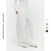 加绒加厚内衬防透宽松直筒阔腿莫代尔卫裤 之塑美式 松弛感休闲裤 女