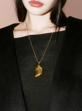 随形虎眼石金色链锁骨链高级可调