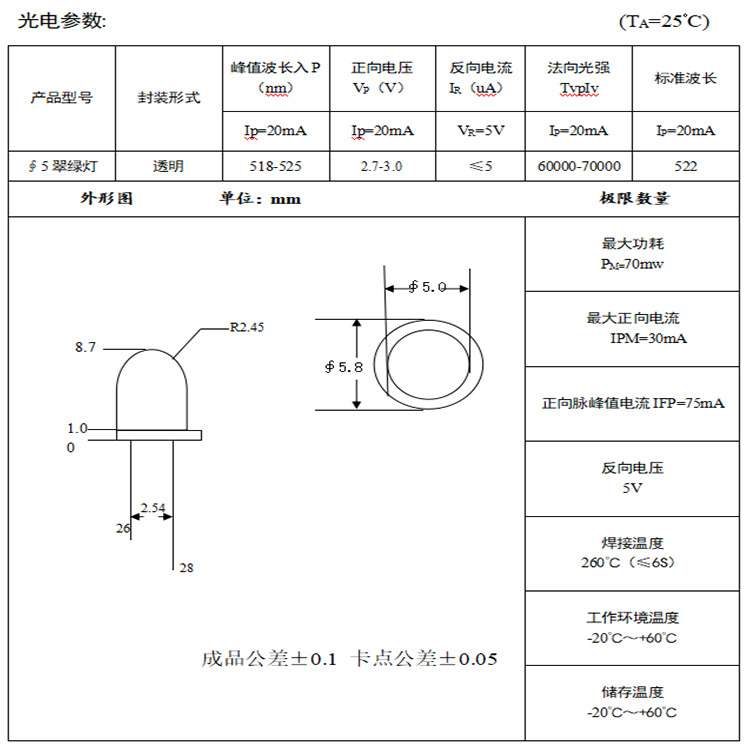 F5/5mm圆头LED灯珠无边透明雾状发光二极管平头led直插灯珠工厂