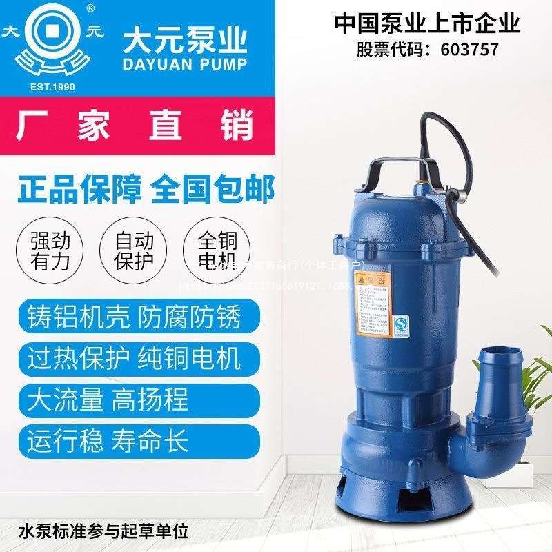 大元水泵新型铸铁污水泵潜水泵排污泵养殖场抽粪泥浆排污单相三相