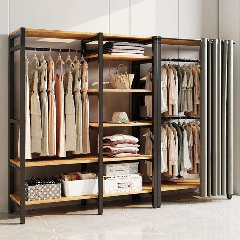 挂衣架落地卧室衣帽架置物架步入式衣帽间简易钢架组合开放式衣柜