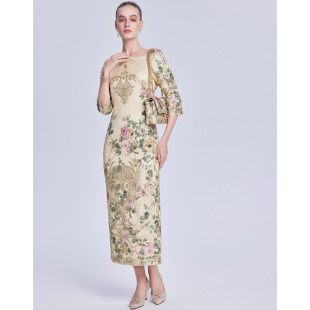 Lillo Lilly奢品高定意大利Ruffo皇家御用宫廷真丝提花名媛连衣裙